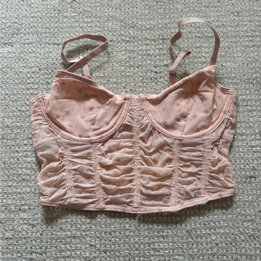 Hollister Pink Ruched Bustier Top